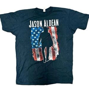 Jason Aldean 2024 Concert Tour Tshirt Unisex in Navy Blue Size Large